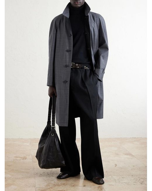 Burberry Gray Prince Of Wales Checked Virgin Wool Car Coat for men