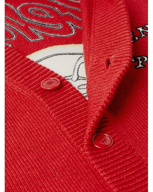 KENZO Red Verdy Logo-Appliquéd Wool And Cotton-Blend Cardigan for men