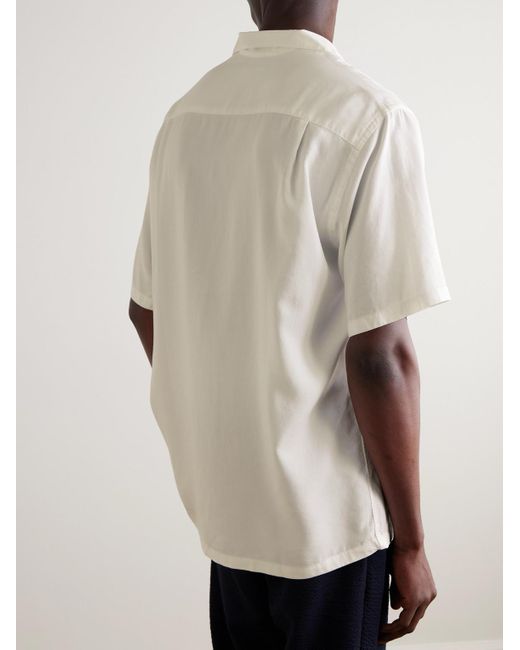 Portuguese Flannel Natural Camp-Collar Tencel Lyocell Shirt for men