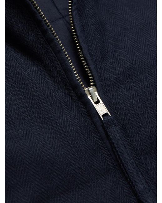 Kardo Blue Amardeep Embroidered Cotton-Herringbone Jacket for men