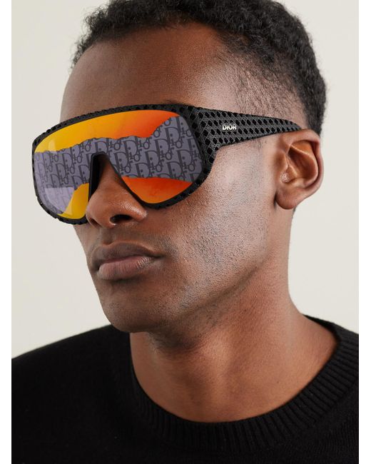 Occhiali da sole in acetato testurizzato con montatura rotonda Dior3D M1U di Dior in Orange da Uomo