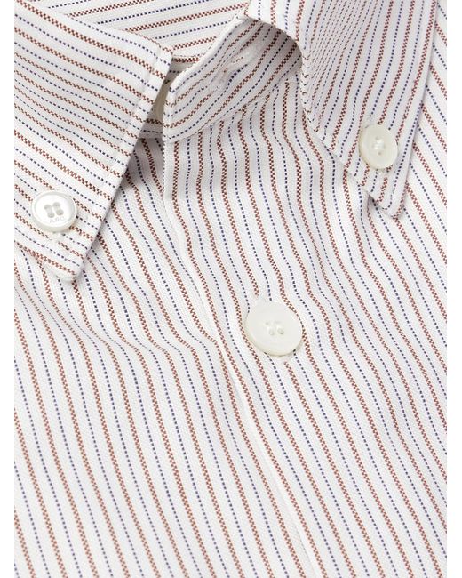 A.P.C. White Mateo Button-Down Collar Pinstriped Organic Cotton Shirt for men