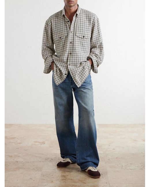 Dries Van Noten White Cromo Checked Cotton-Blend Flannel Shirt for men