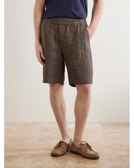 Sunspel Gray Straight-Leg Linen Shorts for men