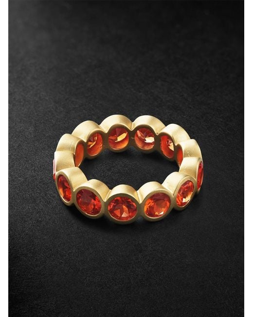 42 Suns Black Small 14-Karat Laboratory-Grown Sapphire Eternity Ring for men