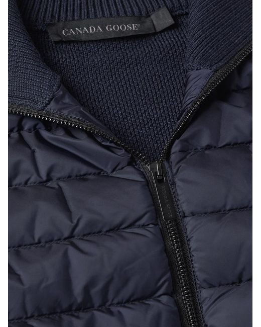 Canada Goose Blue Hybridge Slim-Fit Merino Wool And Quilted Nylon Down Gilet for men