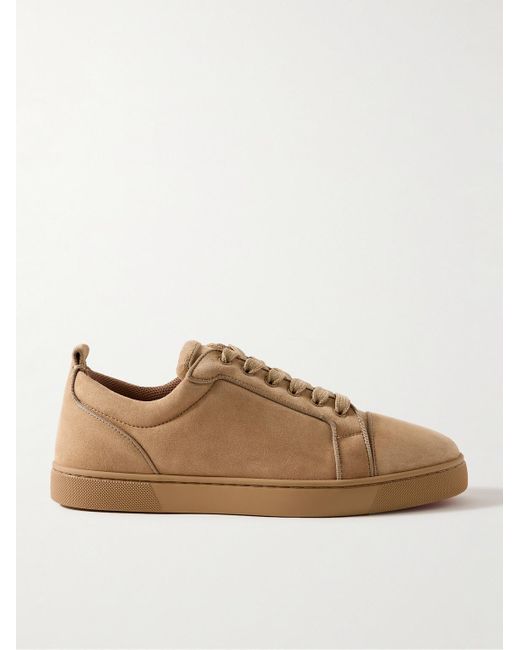 Christian Louboutin Brown Louis Junior Grosgrain-Trimmed Suede Sneakers for men