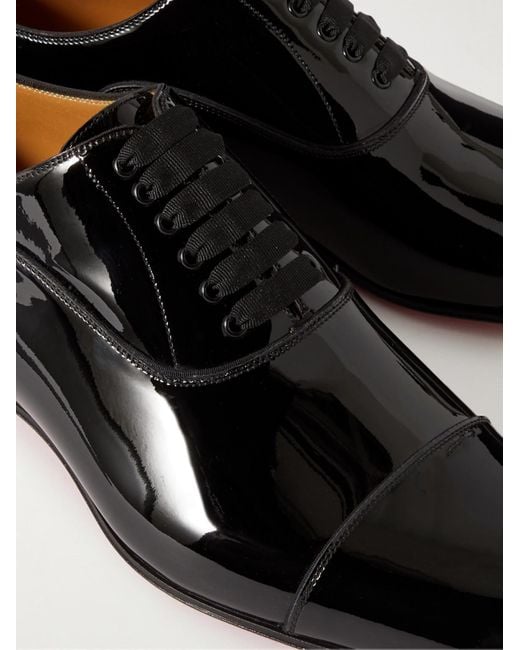 Christian Louboutin Black Greggo Patent-Leather Oxford Shoes for men