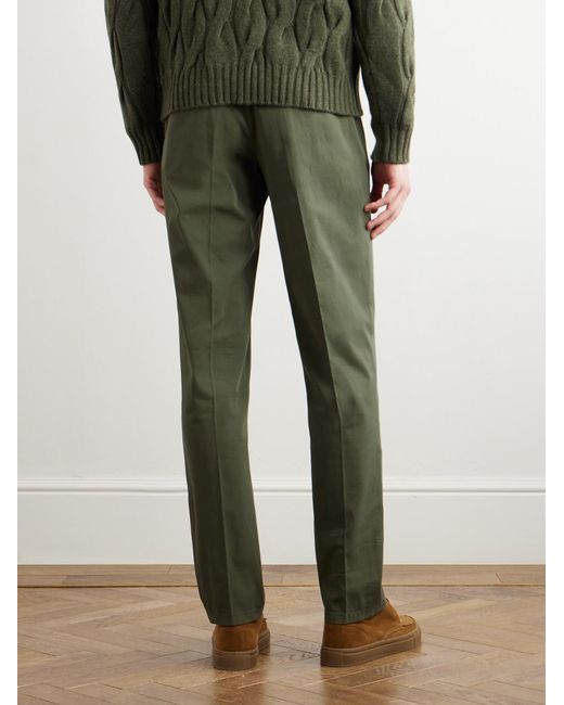 Boglioli Green Straight-Leg Cotton-Blend Twill Trousers for men
