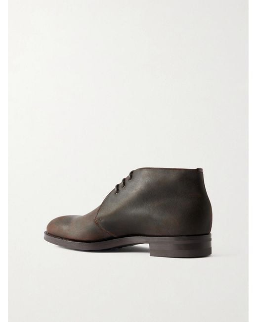 Edward Green Brown Lanark Waxed-suede Desert Boots for men