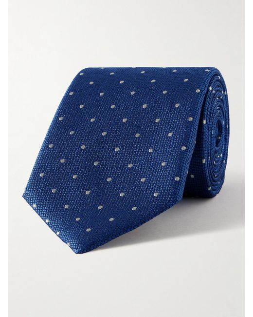 Cravatta in seta jacquard a pois di Canali in Blue da Uomo