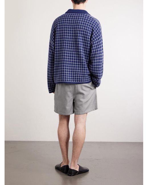 The Elder Statesman Gray Cashmina Straight-Leg Wool And Cashmere-Blend Shorts for men