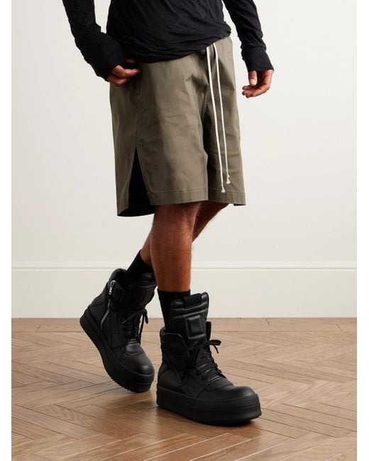 Rick Owens Black Mega Geobasket Leather High-Top Sneakers for men