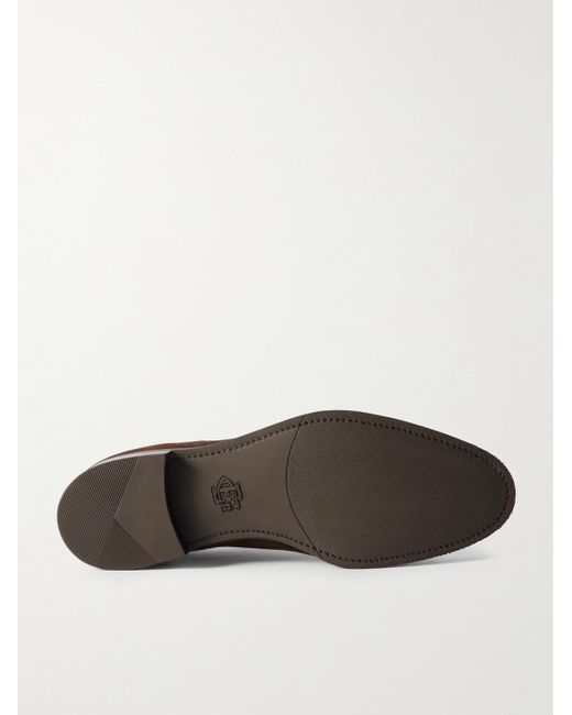 Edward Green Brown Dover Suede Derby Shoes for men