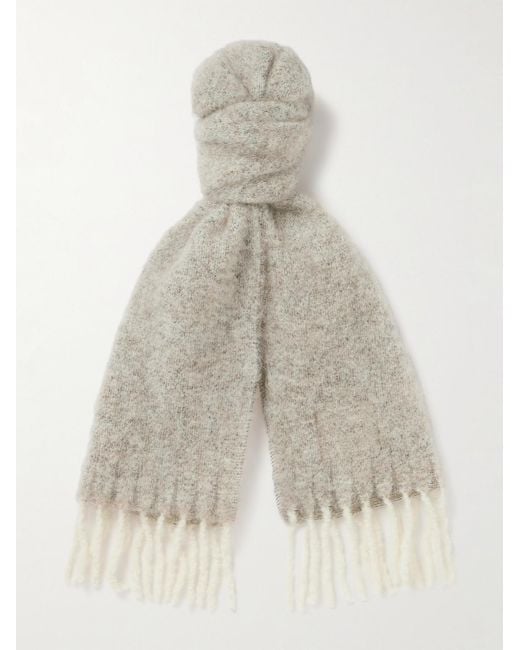 NN07 White Fringed Wool-Blend Scarf for men