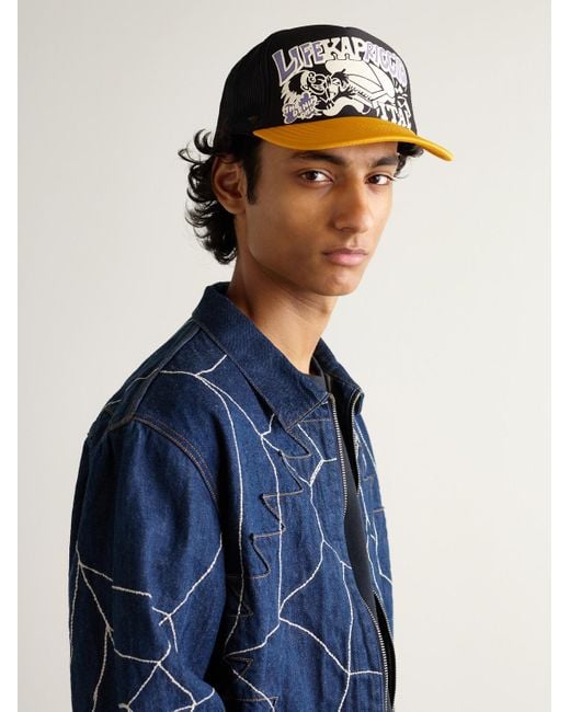 Kapital Black Life Kapriccio Mesh-Trimmed Printed Scuba Trucker Cap for men