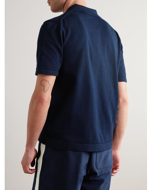 Mr P. Blue Slim-Fit Pointelle-Knit Organic Cotton Shirt for men