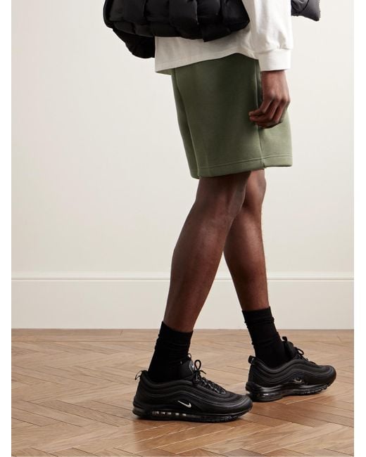 Shorts a gamba dritta in Tech Fleece di misto cotone con coulisse di Nike in Green da Uomo