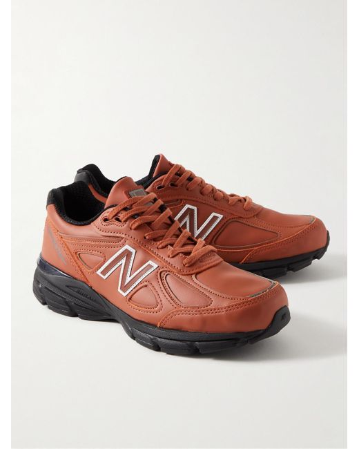 New Balance Red 990v4 Rubber-trimmed Leather Sneakers for men