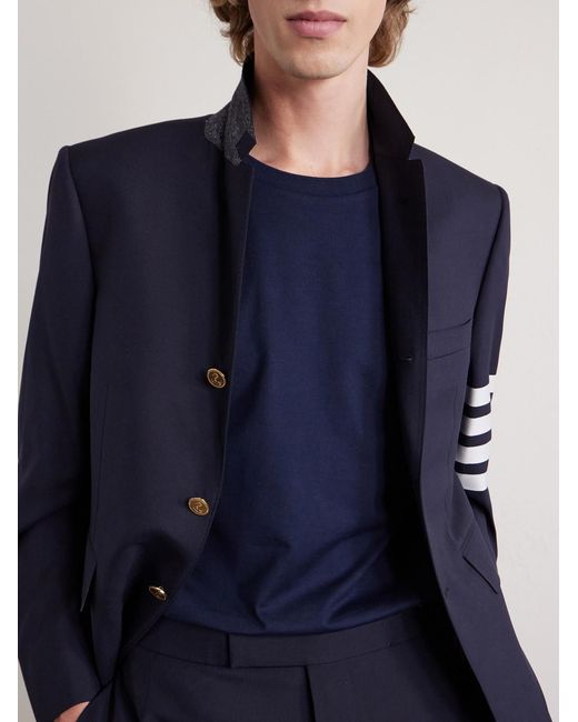Thom Browne Blue Logo-appliquéd Cotton-jersey T-shirt for men