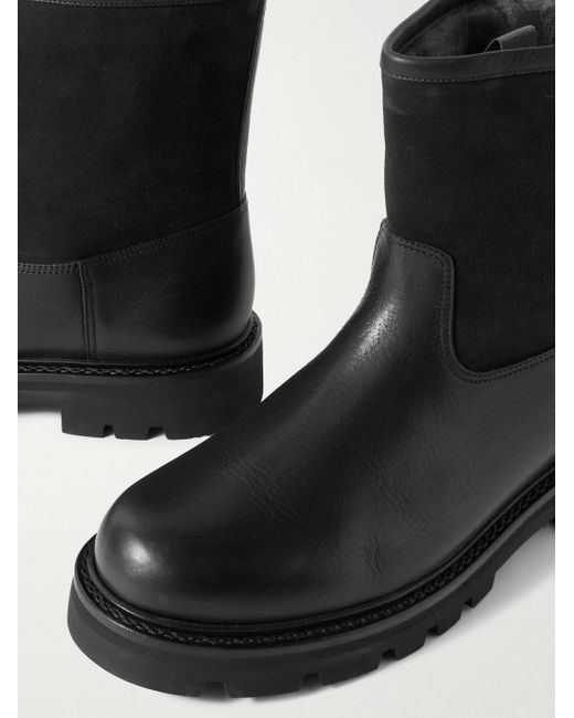 Loro Piana Suilven Walk Stiefel aus Leder und Veloursleder mit Shearling-Futter in Black für Herren