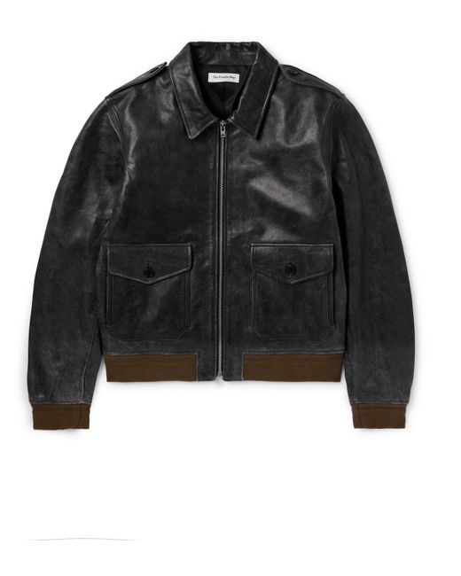 Frankie Shop Black Wyatt Leather Bomber Jacket for men