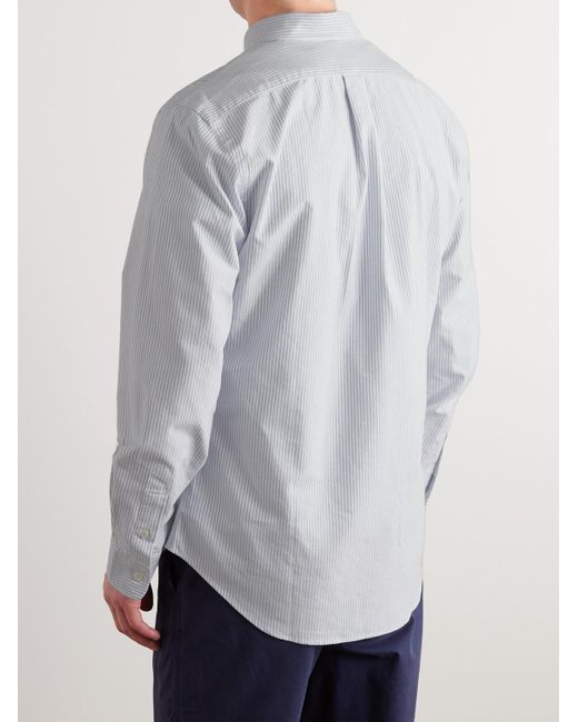 Polo Ralph Lauren White Slim-Fit Striped Cotton Oxford Shirt for men