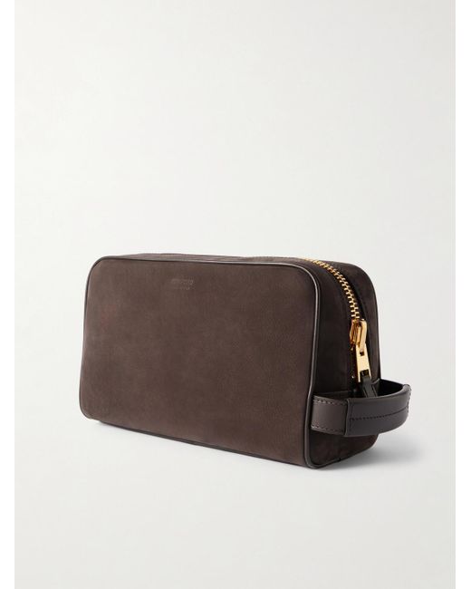 Tom Ford Brown Nubuck Wash Bag for men