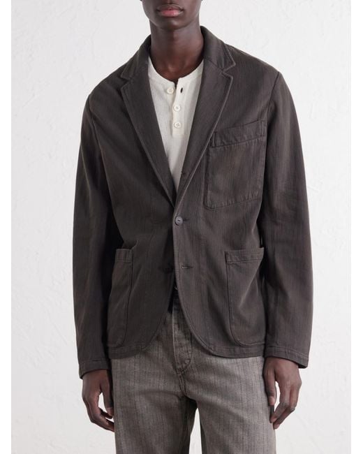 RRL Black Herringbone Cotton Blazer for men