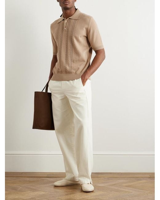 Piacenza 1733 Natural Pointelle-Knit Cotton Polo Shirt for men