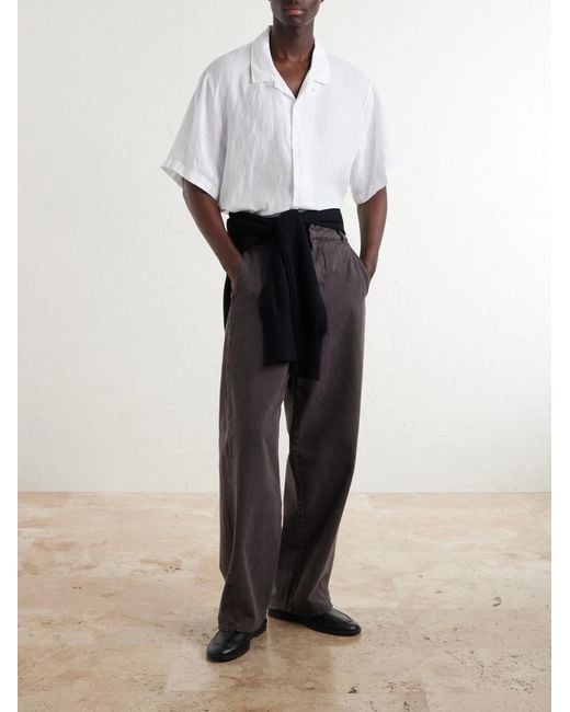 James Perse White Convertible-collar Linen Shirt for men
