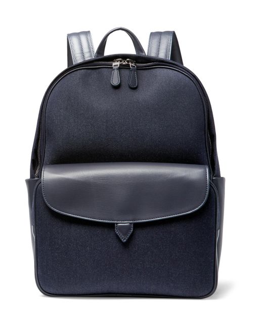 Loro Piana Blue Journey Leather-trimmed Denim Backpack for men