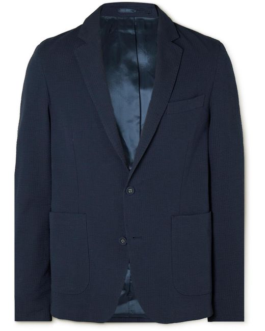 Officine Generale Blue Nehemiah Cotton-seersucker Suit Jacket for men