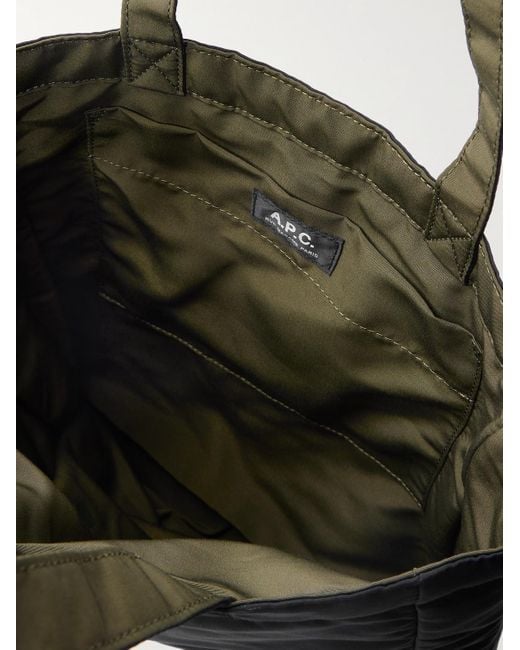 A.P.C. Black Logo-Print Reversible Quilted Crepe Tote Bag for men