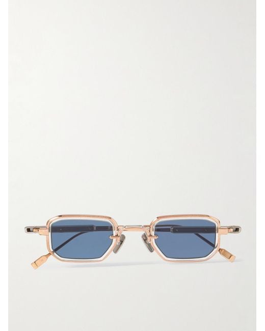sato Blue Deneb-t Square-frame Gold-tone Titanium Sunglasses for men