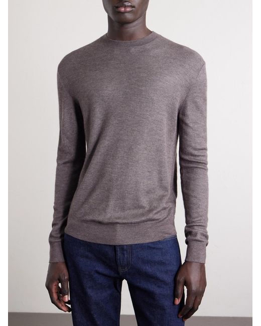 Loro Piana Gray Cashmere And Silk-Blend Sweater for men