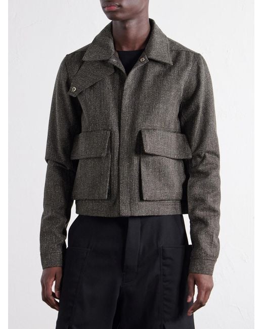 Rick Owens Gray Tower Alice Mélange Wool Bomber Jacket for men