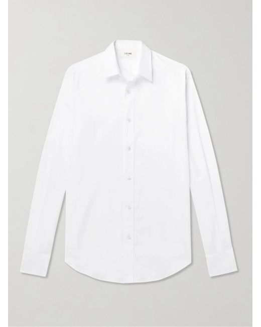 Céline White C-embroidered Cotton-poplin Shirt for men