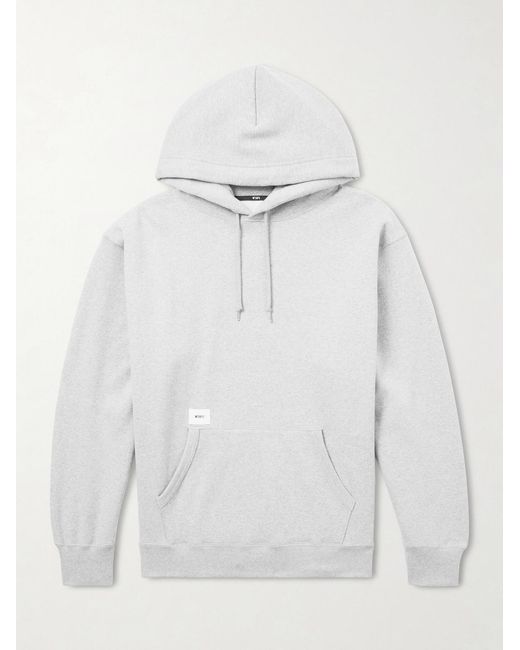 (w)taps White Aon Logo-Appliquéd Cotton-Jersey Hoodie for men