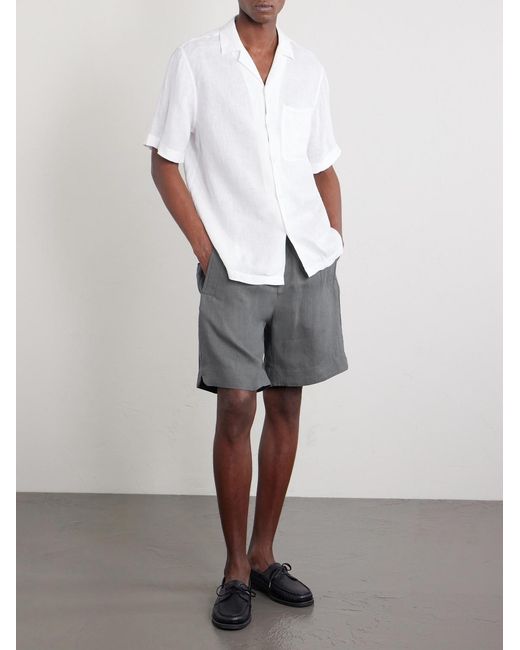 Eleventy Gray Straight-leg Linen Shorts for men