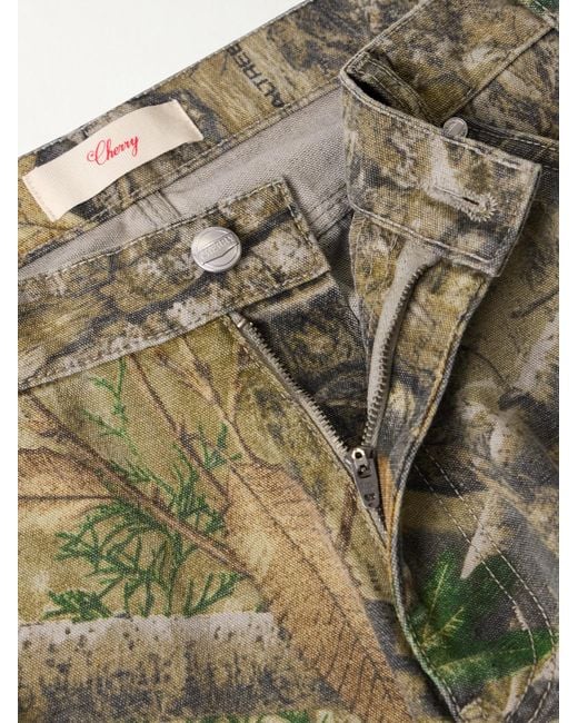 CHERRY LA Brown Wide-Leg Cotton-Canvas Trousers for men