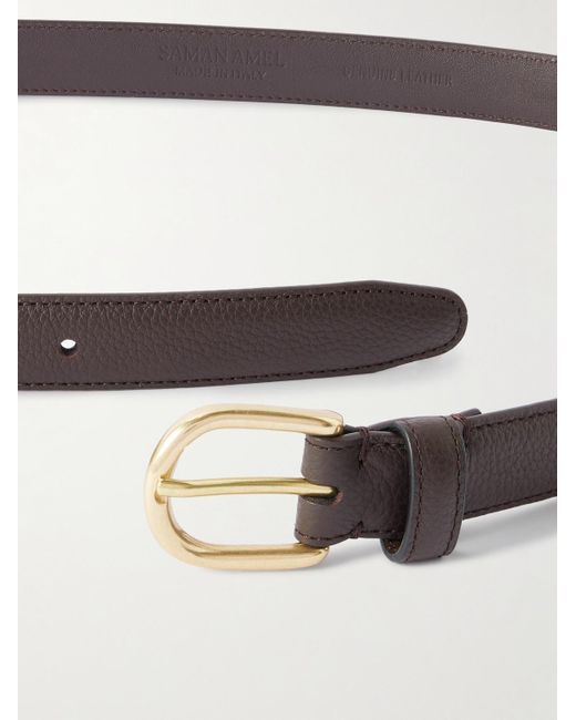Saman Amel Black Cardon 2.5Cm Full-Grain Leather Belt for men