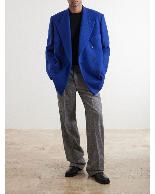 Dries Van Noten Blue Bosier Double-Breasted Wool Blazer for men
