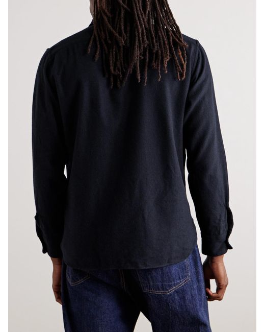 Hartford Blue Percey Wool-Blend Flannel Shirt for men