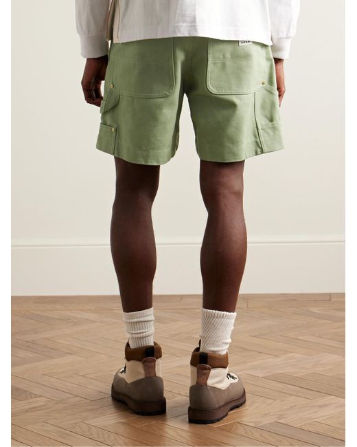 Sacai Green Carhartt Wip Wide-leg Belted Cotton-canvas Shorts for men