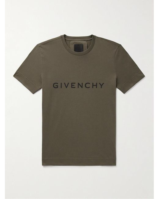 Givenchy Green Slim-fit Logo-print Cotton-jersey T-shirt for men
