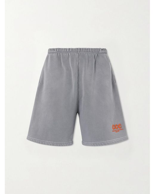 Willy Chavarria Gray Ccc Buffalo Straight-Leg Logo-Embroidered Cotton-Jersey Shorts for men