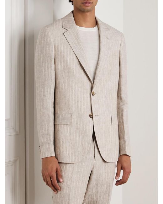 Mr P. Natural Striped Linen Suit Jacket for men