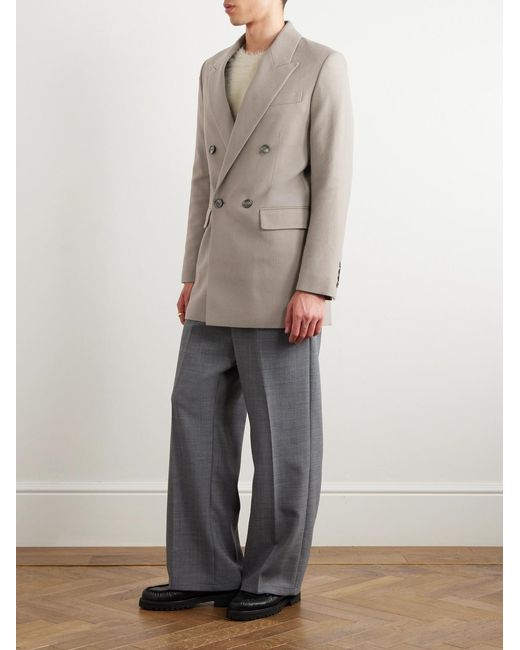AMI Natural Double-Breasted Wool-Twill Blazer for men