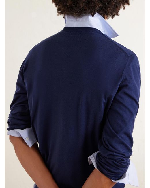 Fedeli Blue Wool Sweater for men